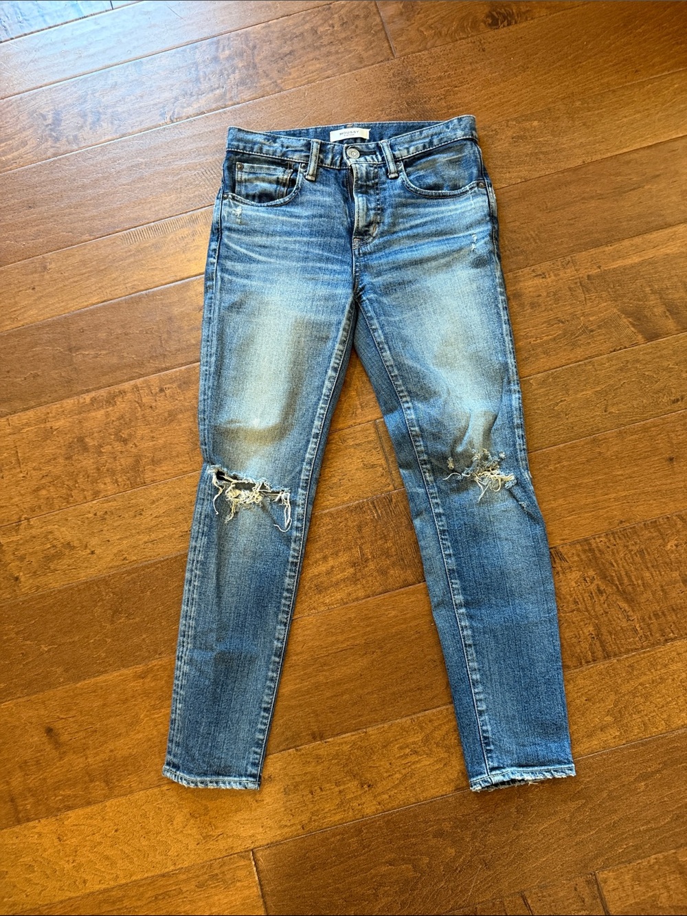 Moussy Light Blue Ripped Skinny Jeans